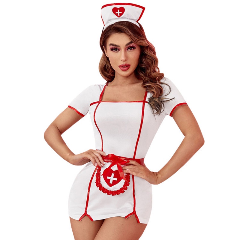 Adult Classic Nurse Costume with Cap and Apron For Women